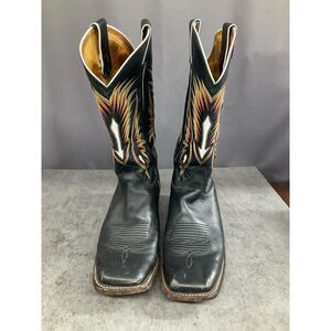 Vngt Justin leather Cowboy boots, 10.5D VJ20, decorative stitching square toe